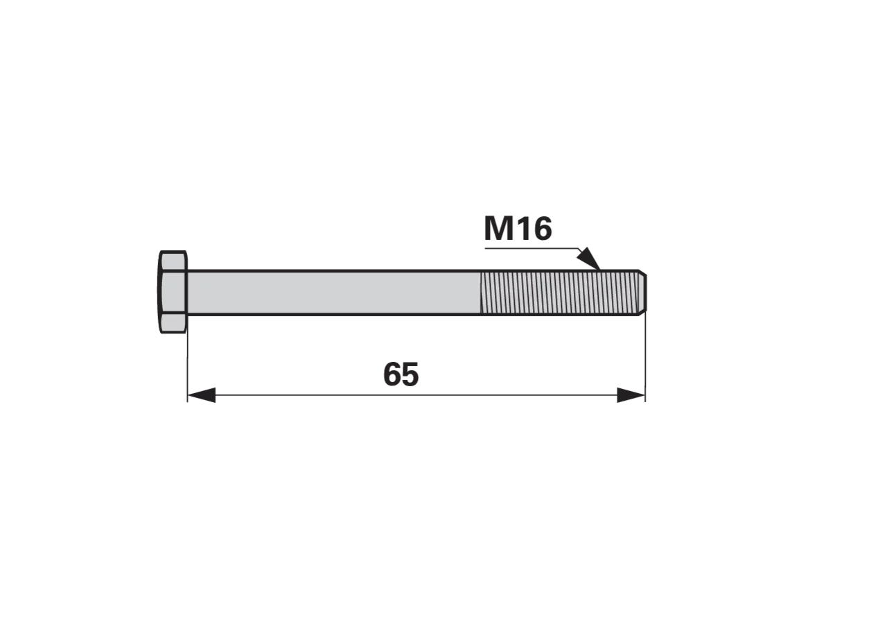 Sechskantschraube M16 x 65 mm, mit Schaft Güte 8.8, 25 Stück Stahl verzinkt, DIN931 GartenShop24