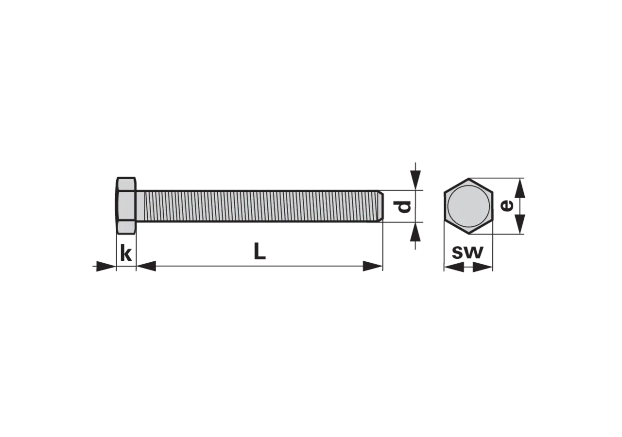 Sechskantschraube M8 x 60 mm, ohne Schaft Güte 8.8, 100 Stück Stahl verzinkt, DIN933 GartenShop24 - Hochwertige Gartengeräte