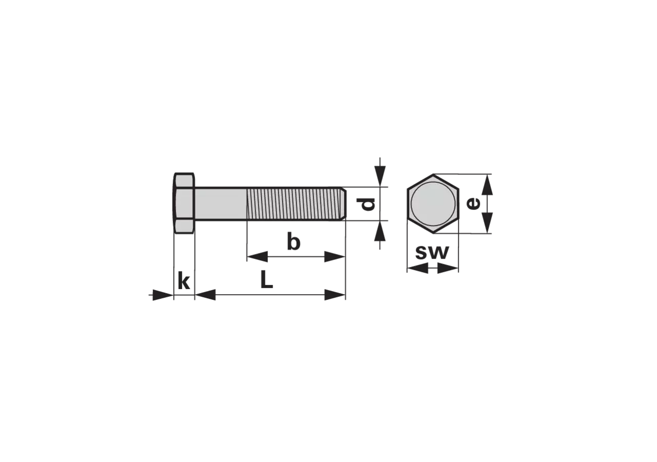 Sechskantschraube M10 x 50 mm, mit Schaft Güte 10.9 Stahl verzinkt, DIN931 GartenShop24