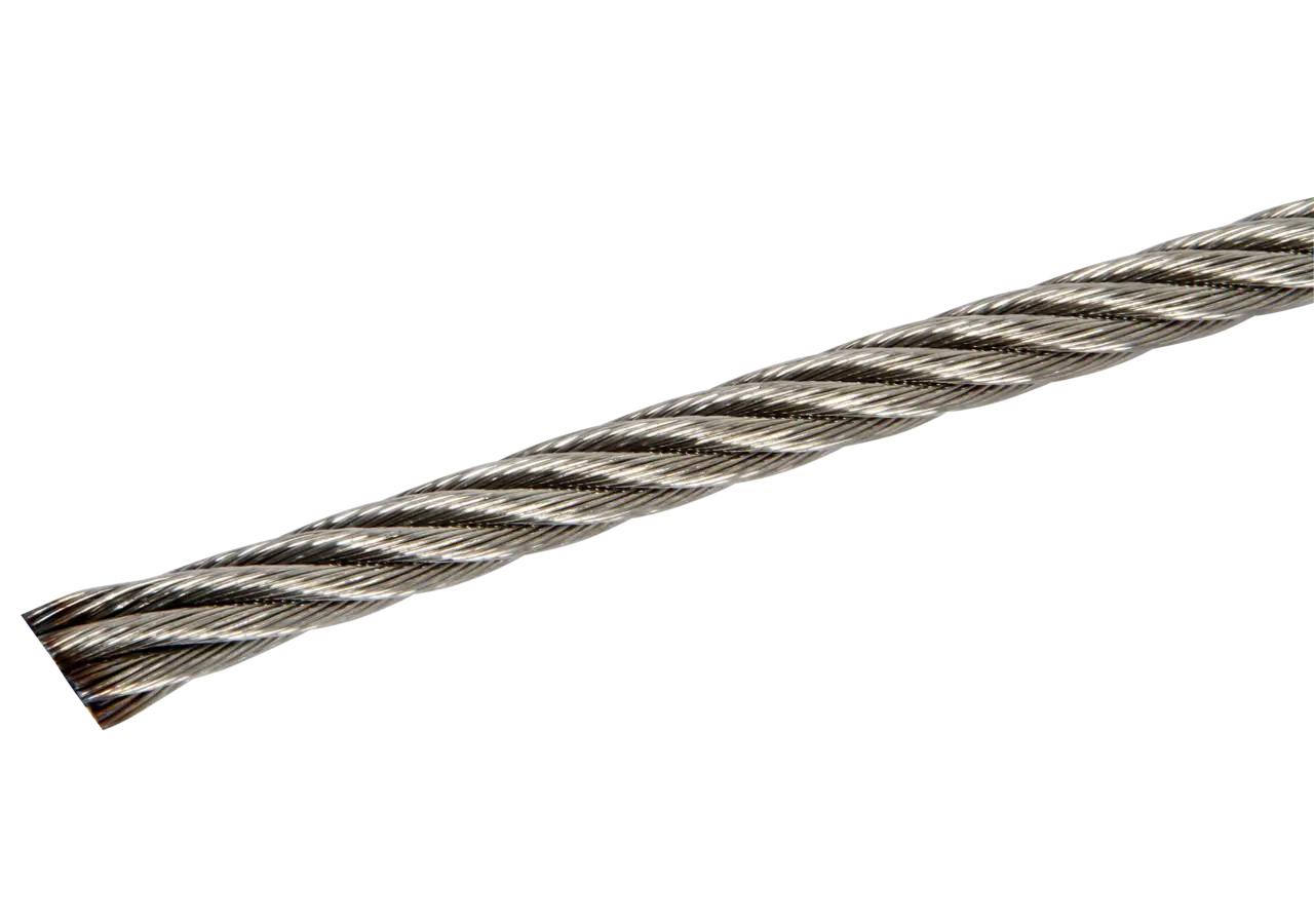 Edelstahldrahtseil Dm 5 mm, V4A (7x7) Kreuzschlag rechts GartenShop24