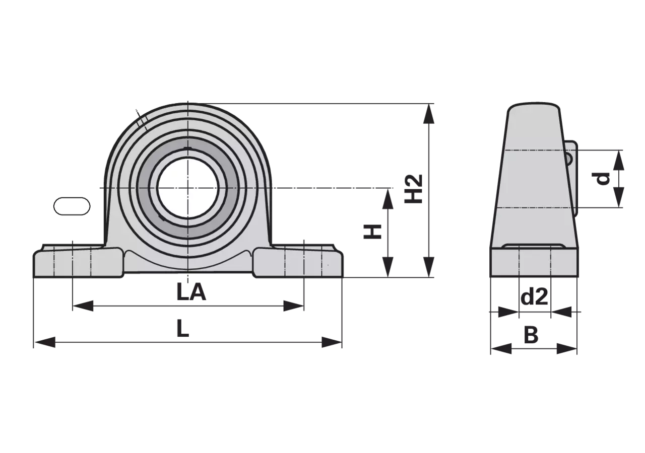 Stehlager UCP 208 rechteckig, zweiloch, Gewindestift am Innenring GartenShop24