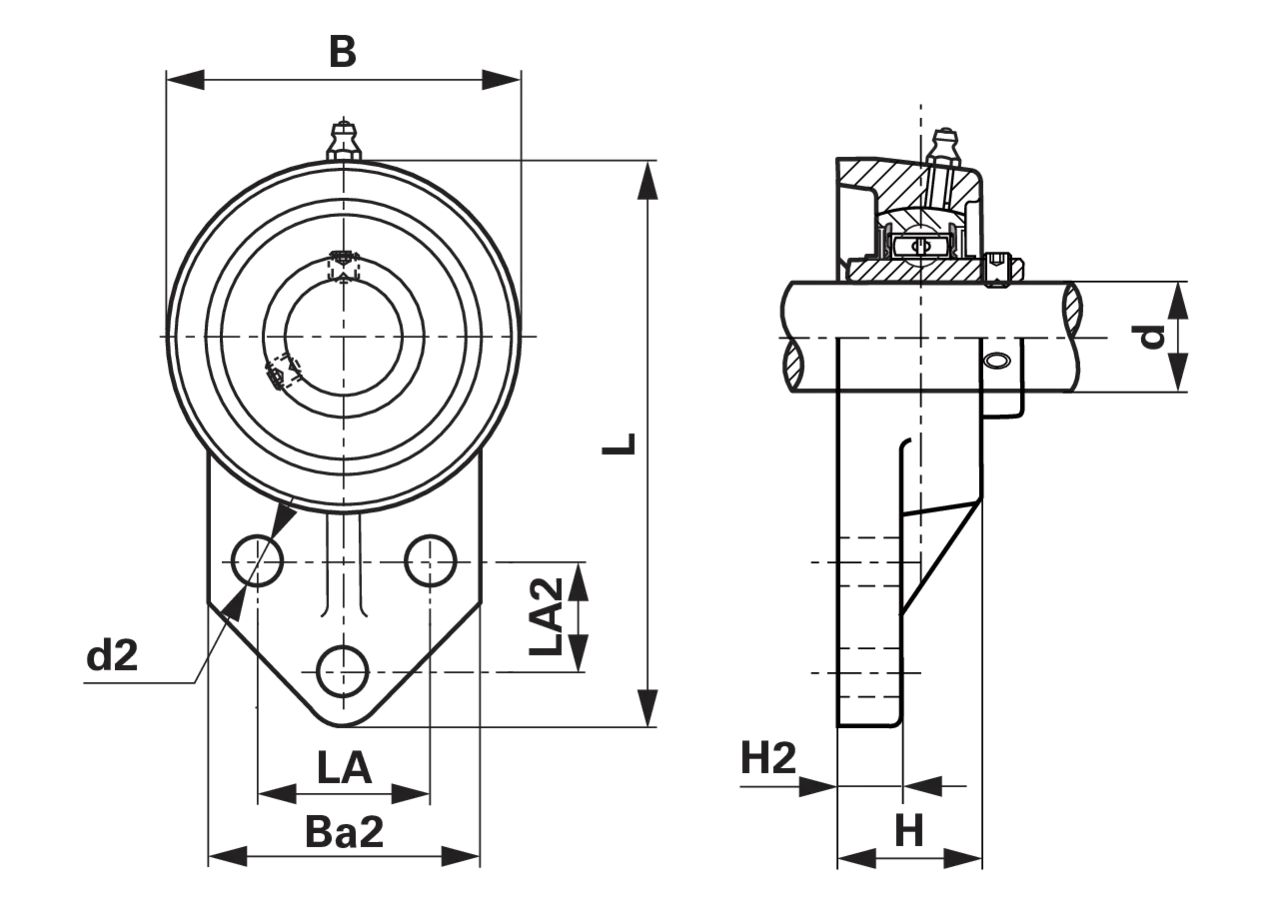 Flanschlager UCFB 206 rechteckig, dreiloch, Gewindestift am Innenring GartenShop24
