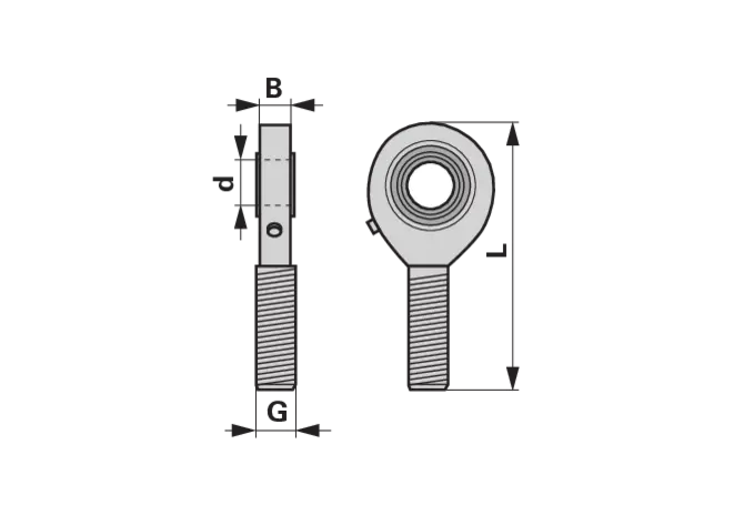 Gelenkkopflager GAKFR 18 PB M18x1,5 DIN 648-K – Maßansicht Länge 95 mm