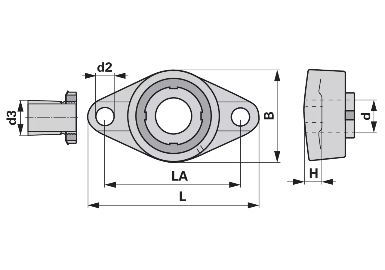 Flanschlager UKFL 208 Black-Series, rechteckig, zweiloch, mit Spannbuchse INA FAG