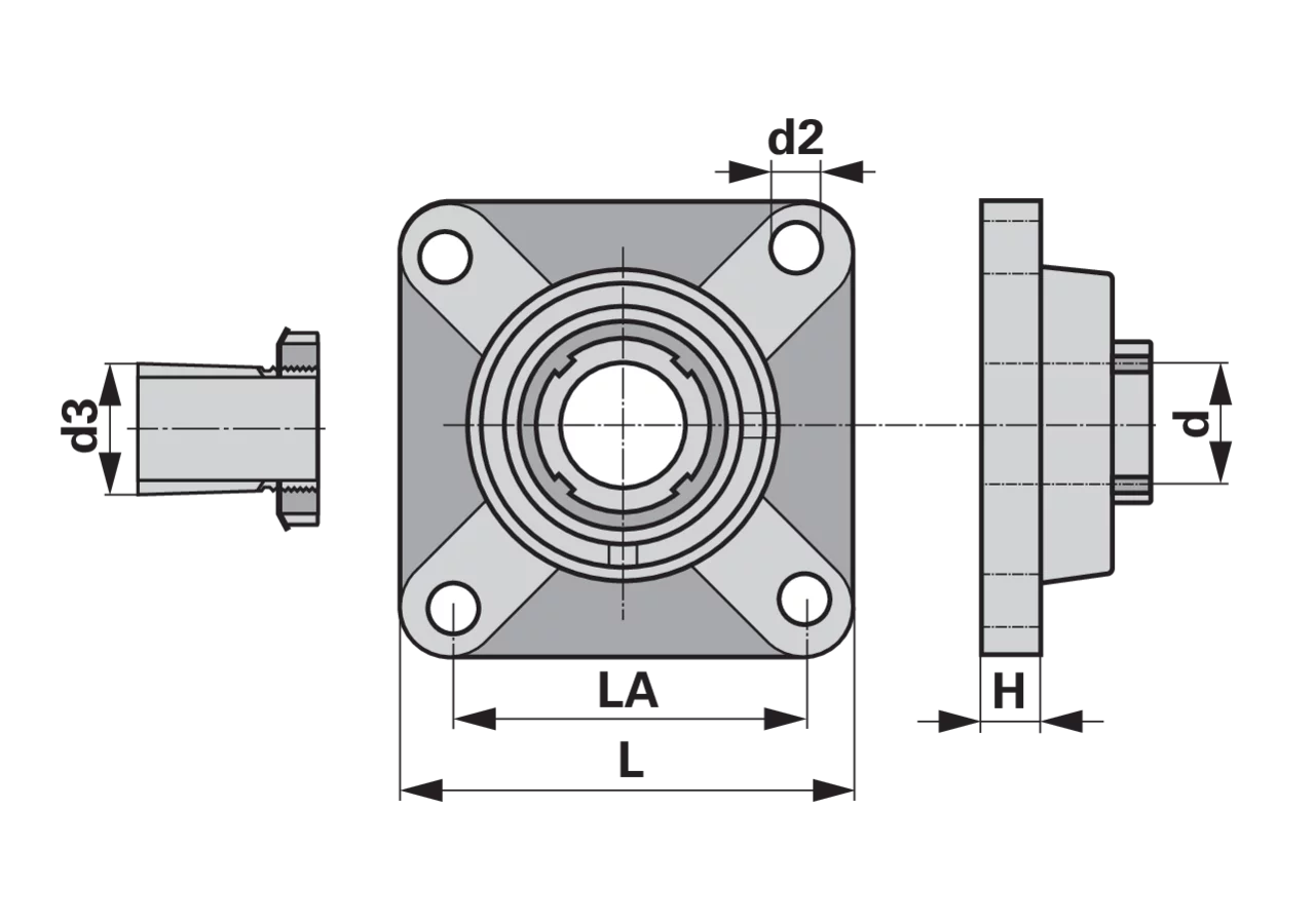 Flanschlager UKF 211 Black-Series, quadratisch, vierloch, mit Spannbuchse INA FAG