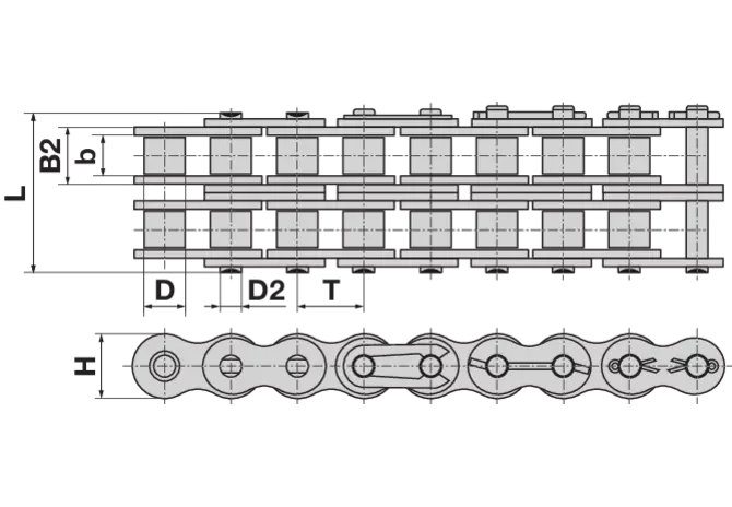 Rollenkette RexPro duplex, ASA 60-2H, 5 m DIN8188 Rexnord