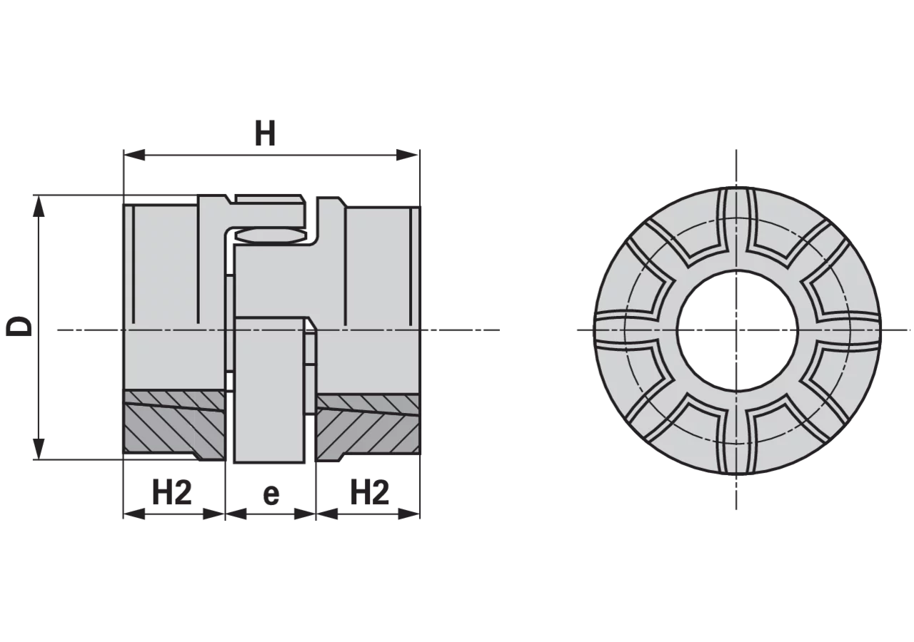 Halbkupplung Type 38/45, mit TPL Innenbefestigung Type 1108 GG25 GartenShop24