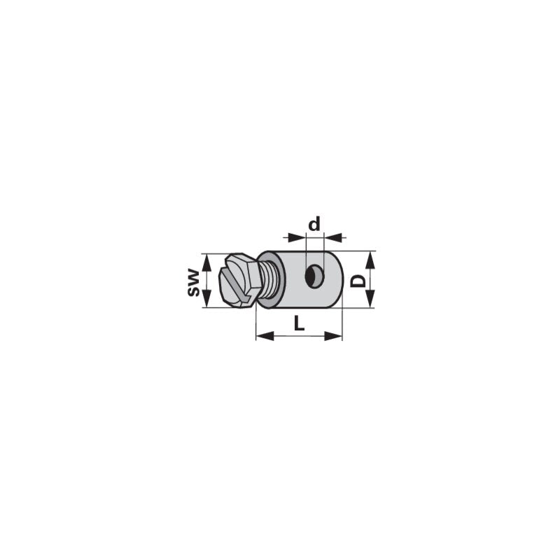 Detailansicht Schraubnippel 8,0 x 9,0 mm – Schlüsselweite 7 mm, für Seilzug