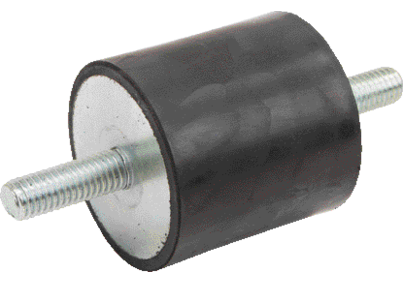 Gummi Metallpuffer Typ 1, Dm 15 x 10 mm, zylindrisch 2x Aussengewinde M4 x 10 mm GartenShop24