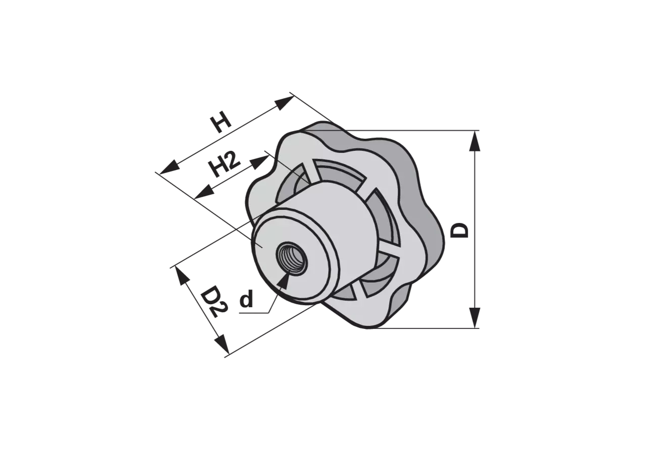 Sterngriffmutter Dm 40 x 23 mm, M8 Innengewinde nach DIN6336 GartenShop24