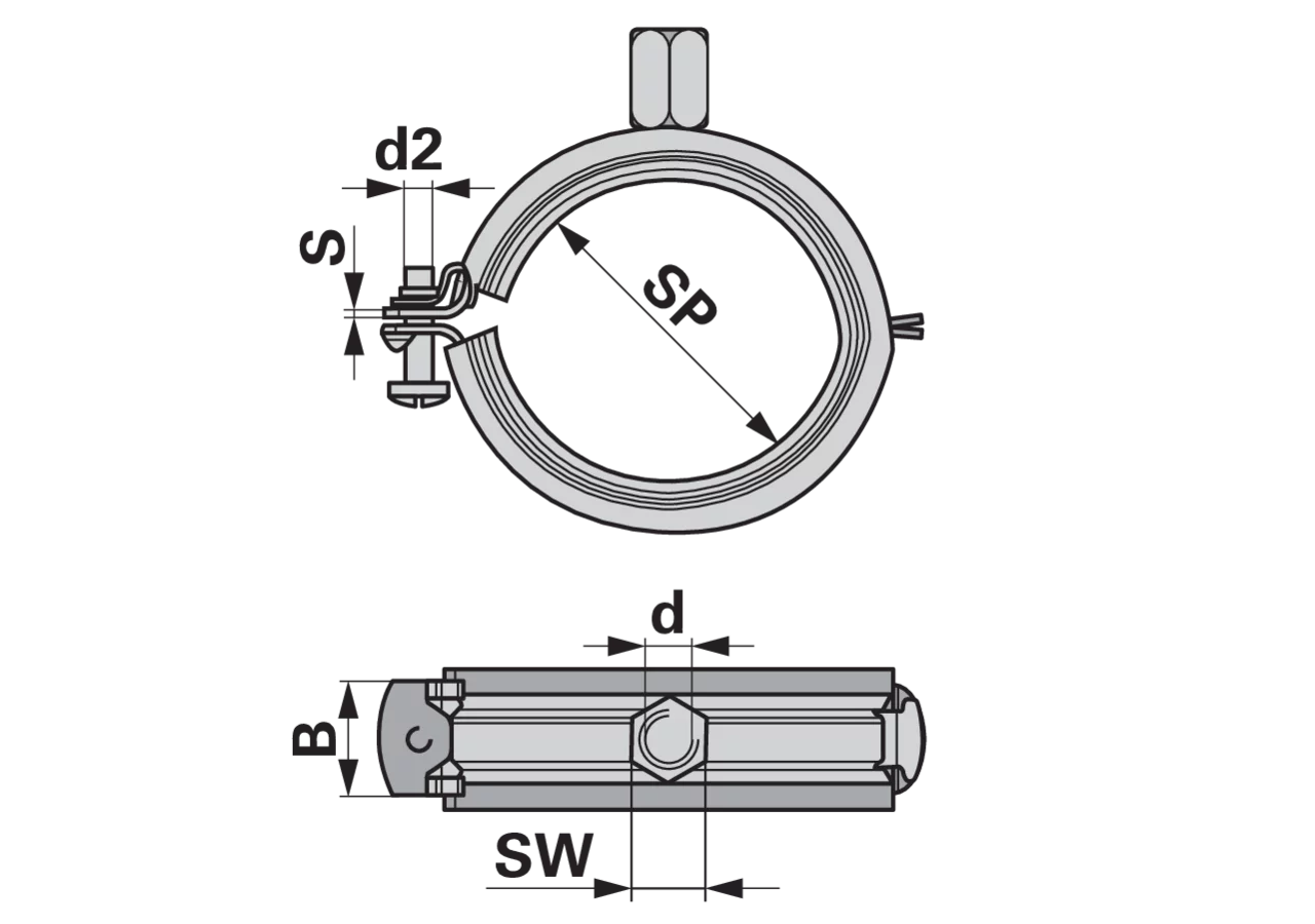 Gummigelenkrohrschelle mit Schnellverschluss, FGRS Universal Dm 12 - 14, M8/M10 Fischer