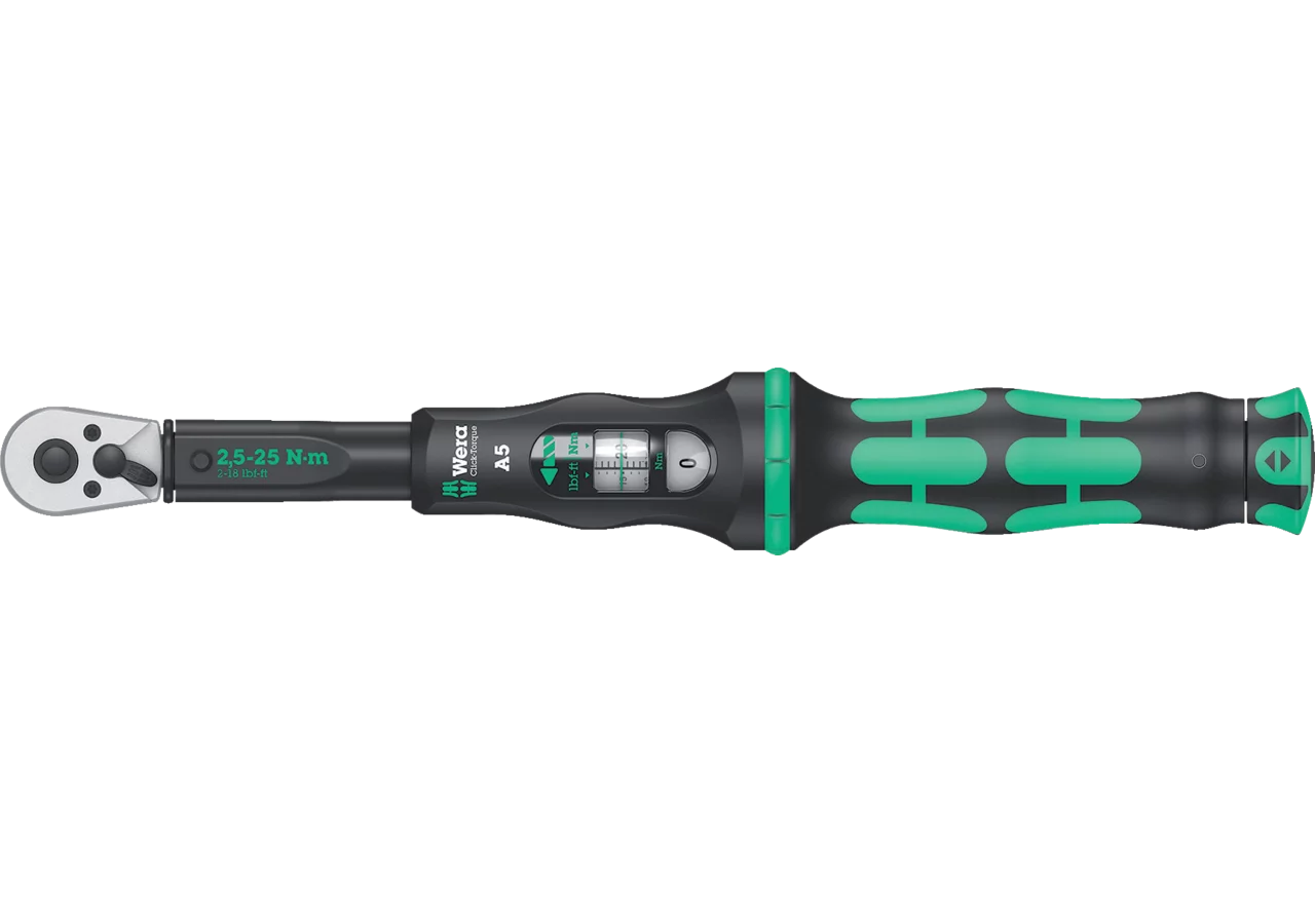 Drehmomentschlüssel mit Umschaltknarre Click-Torque A 5, 2,5 - 25 Nm, L 325 mm mit 1/4 Zoll Antrieb Wera
