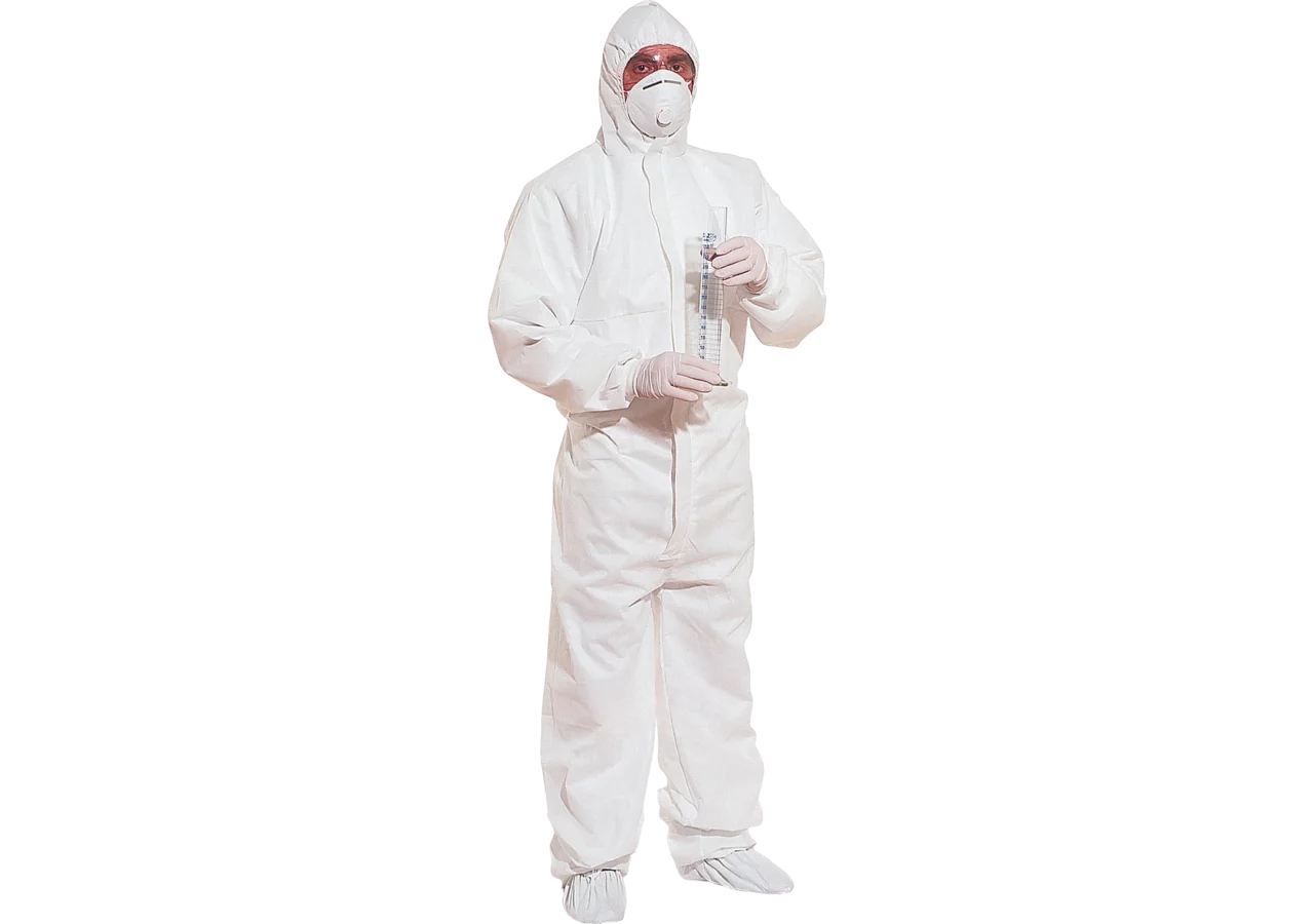 Schutzanzug Overall mit Gummizugkapuze, Weiß, Größe XL Deltaplus