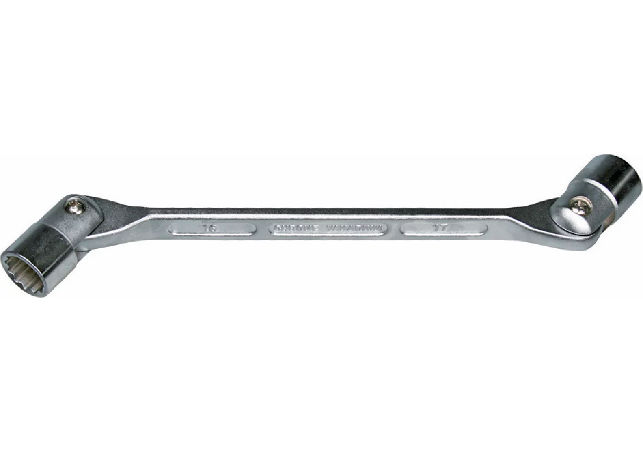 Doppelgelenkschlüssel SW 18 x 19 mm Chrom-Vanadium, mattverchromt SW-Stahl