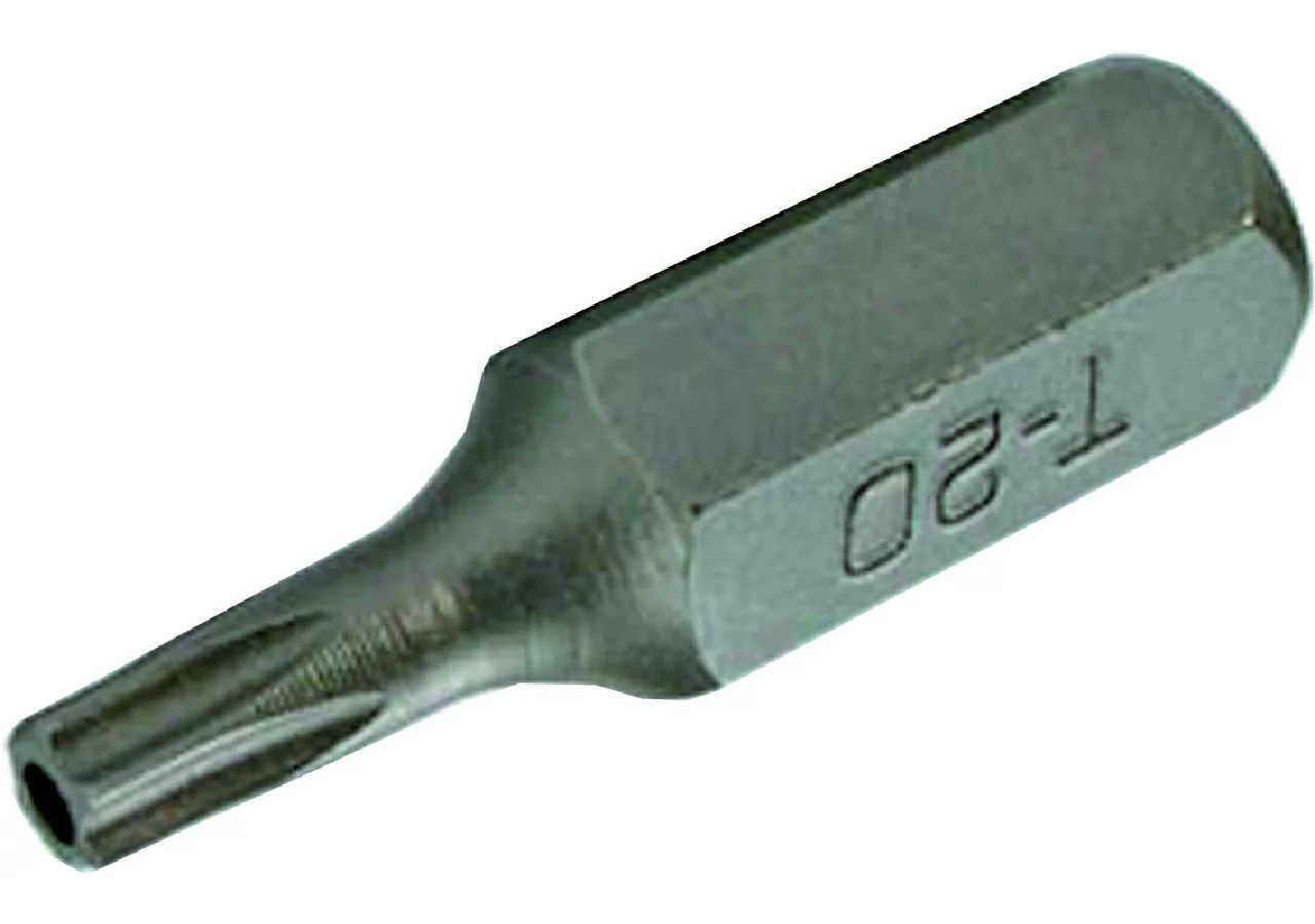 Schraubenbit T20 x 30 mm, T-Profil mit Loch mit 8 mm Sechskantaufnahme SW-Stahl