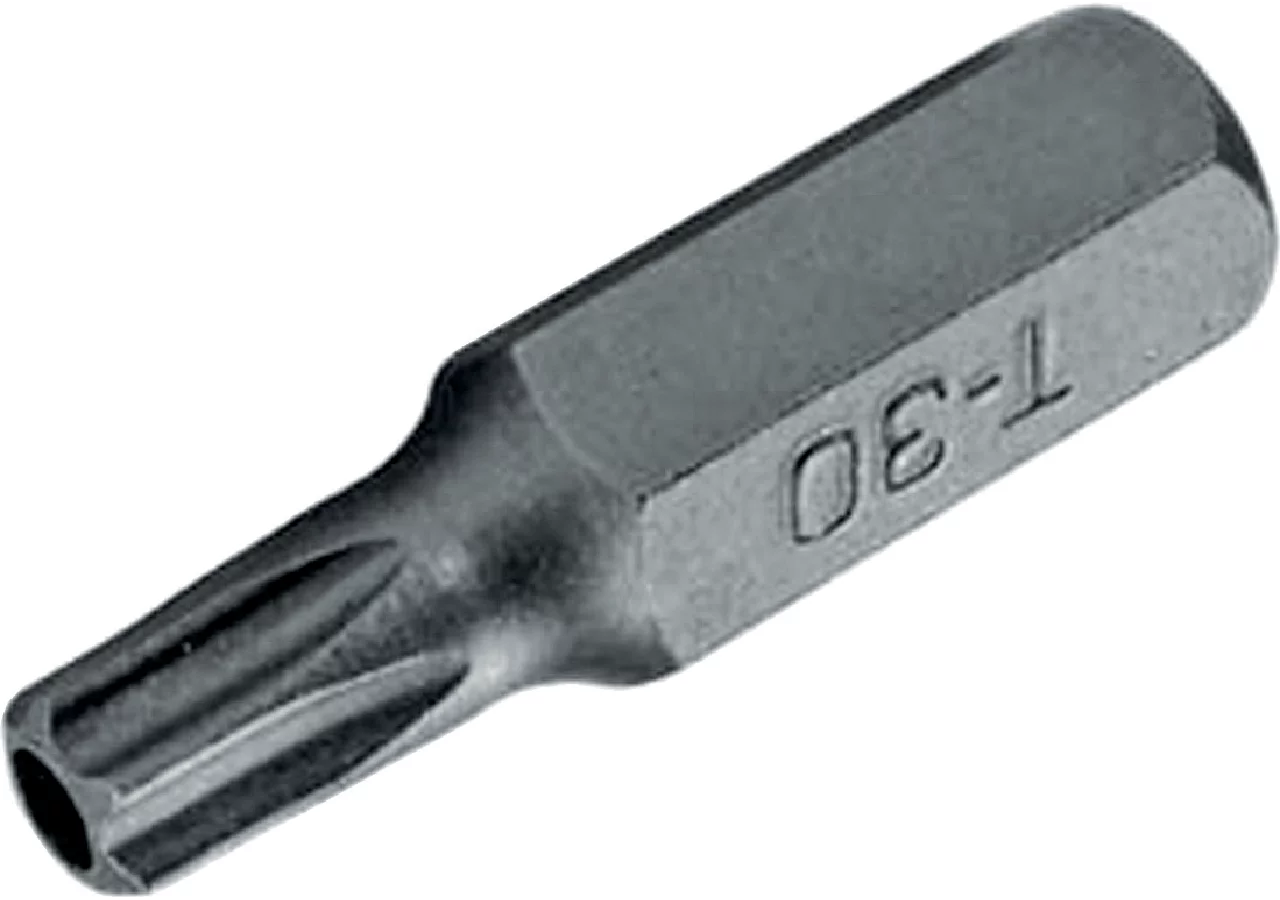 Schraubenbit T30 x 30 mm, T-Profil mit Loch mit 8 mm Sechskantaufnahme SW-Stahl