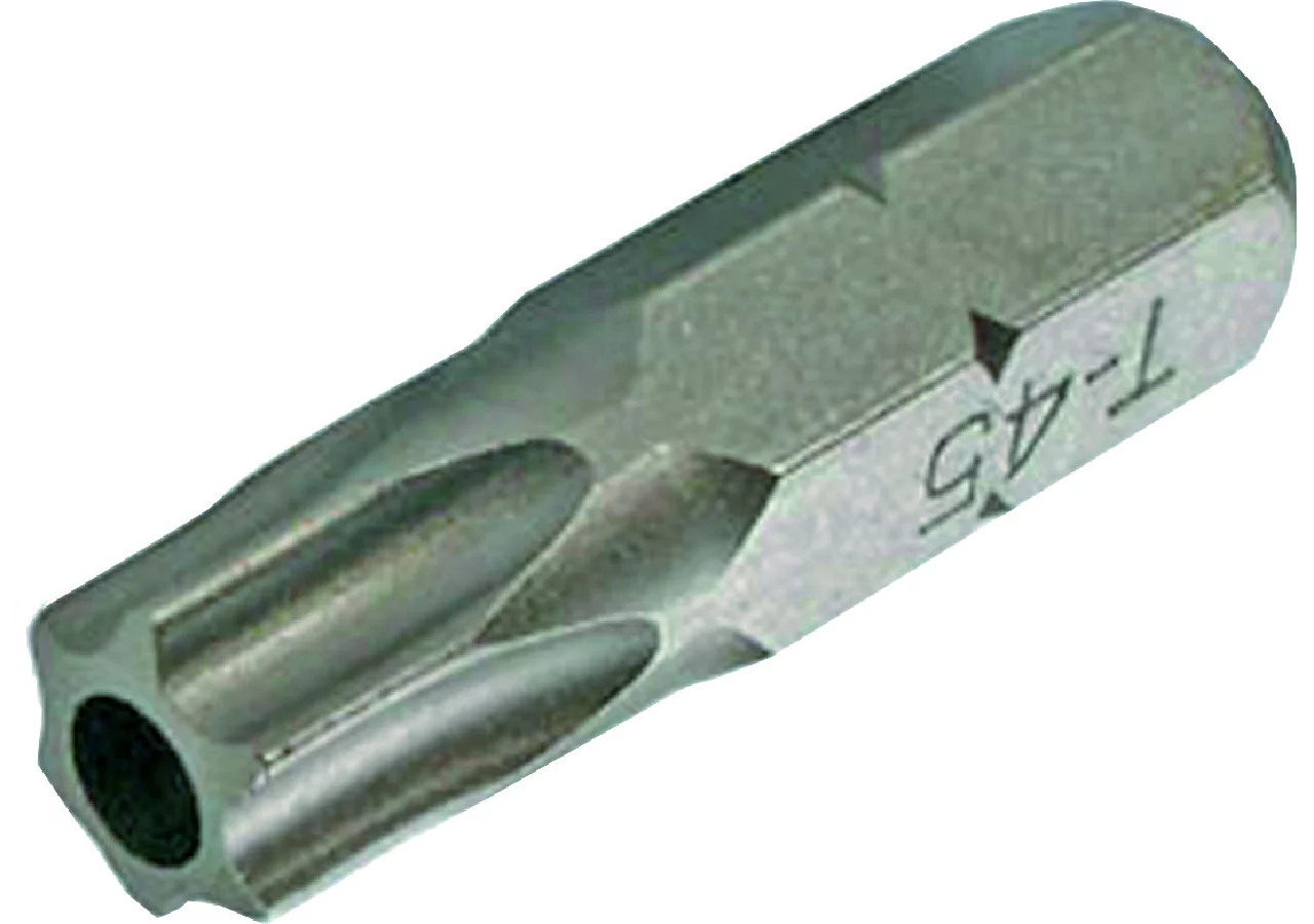 Schraubenbit T45 x 30 mm, T-Profil mit Loch mit 8 mm Sechskantaufnahme SW-Stahl