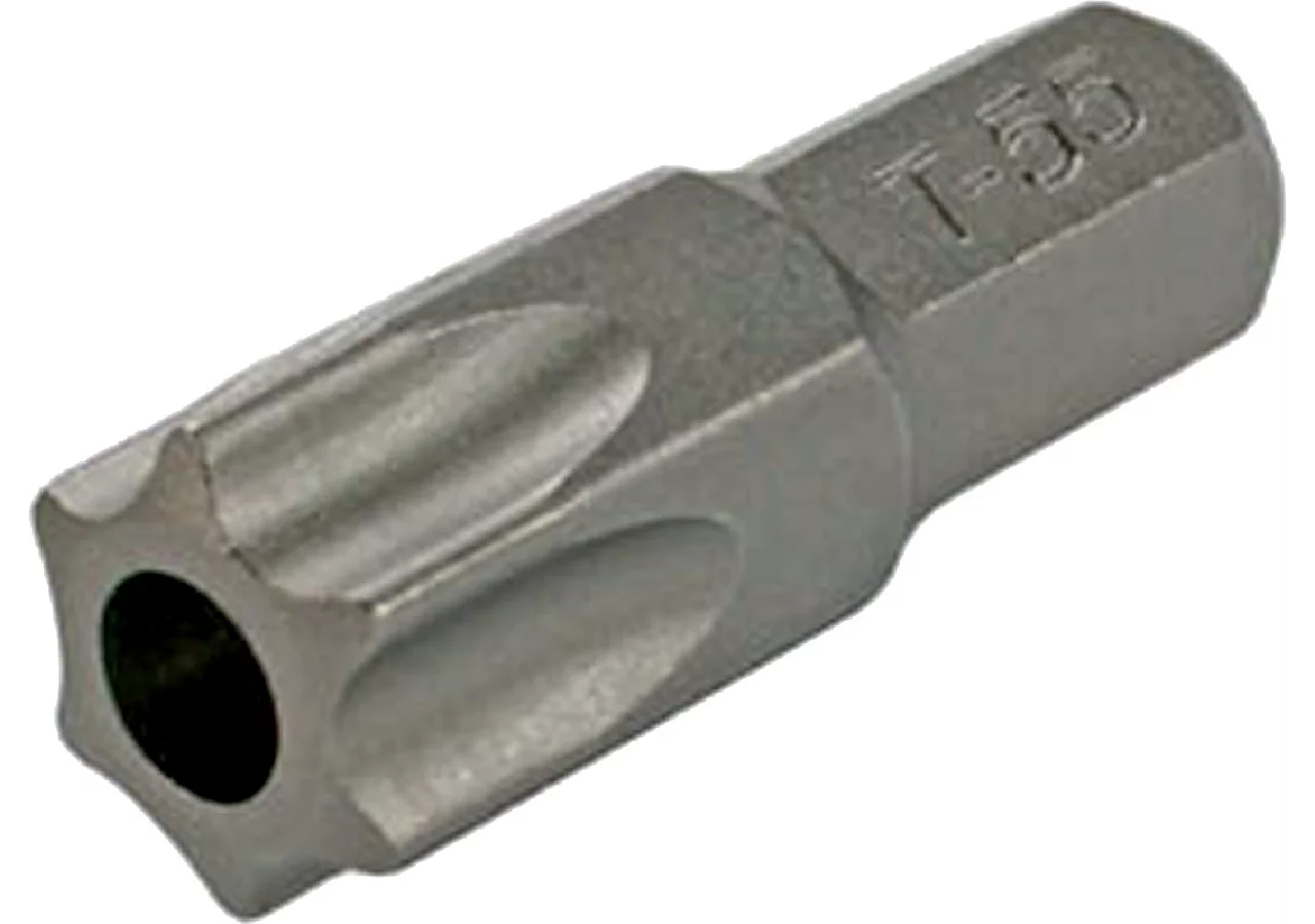 Schraubenbit T55 x 30 mm, T-Profil mit Loch mit 8 mm Sechskantaufnahme SW-Stahl