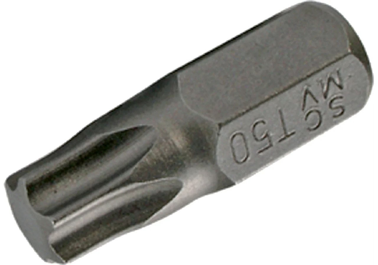 Schraubenbit T50 x 30 mm, T-Profil ohne Loch mit 10 mm Sechskantaufnahme SW-Stahl