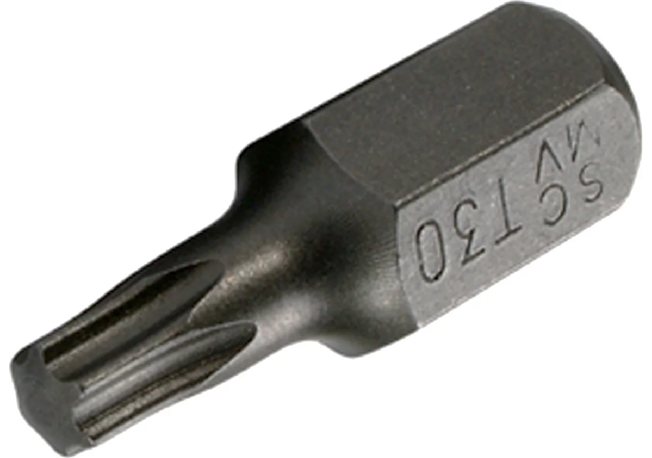 Schraubenbit T27 x 30 mm, T-Profil ohne Loch mit 10 mm Sechskantaufnahme SW-Stahl
