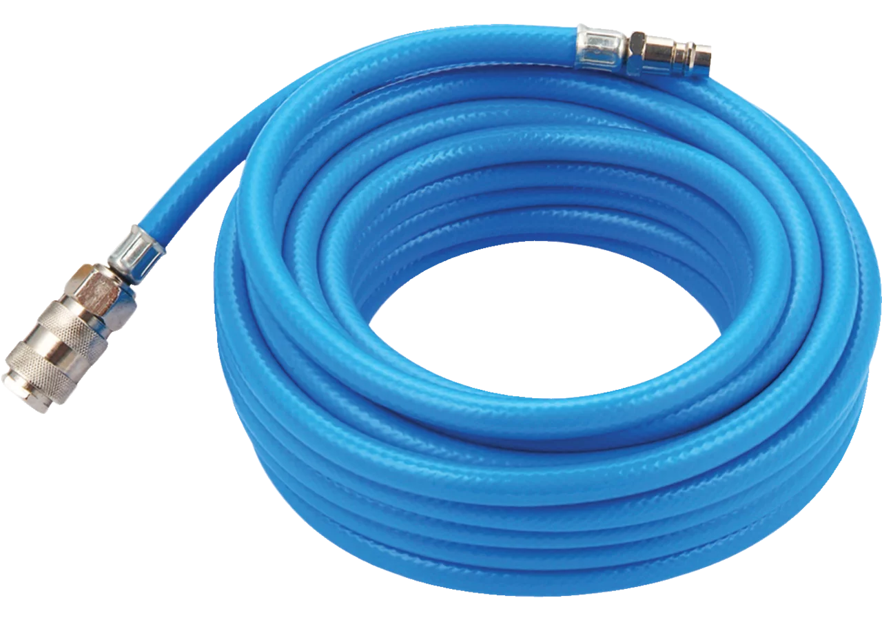Druckluftschlauch 10 Meter, ID 6 mm, AD 10 mm mit 1/4 Zoll Schnellkupplungen SW-Stahl