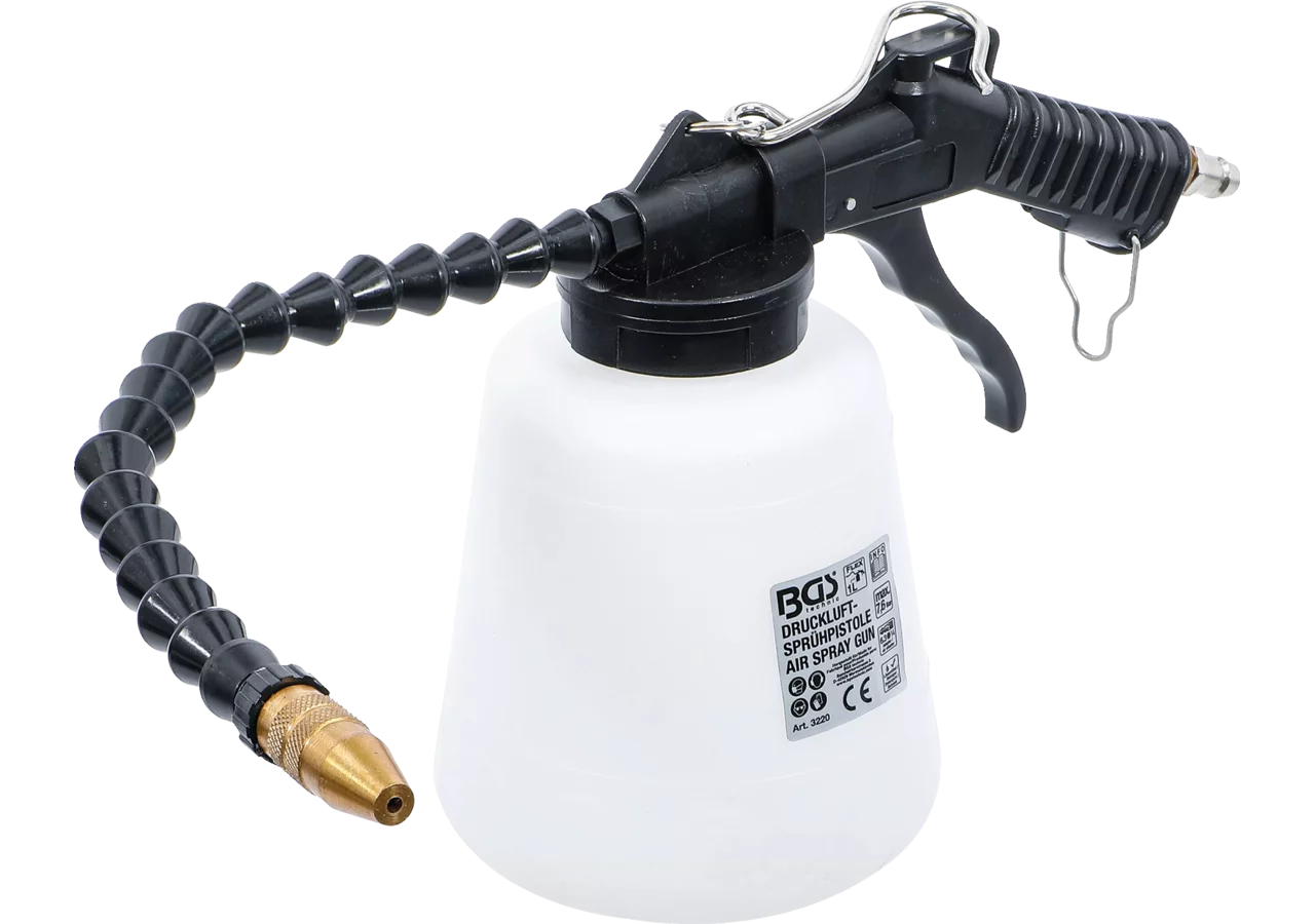 Druckluft-Sprühpistole 113 l/min, 7,6 bar mit Becher und flexiblem Auslauf BGS