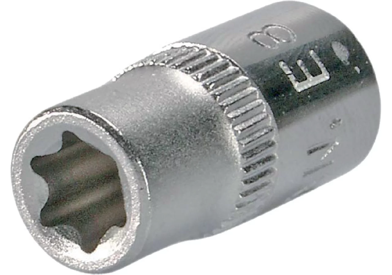 Stecknuss E8 x 25 mm, E-Profil kurz mit 1/4 Zoll Antrieb SW-Stahl