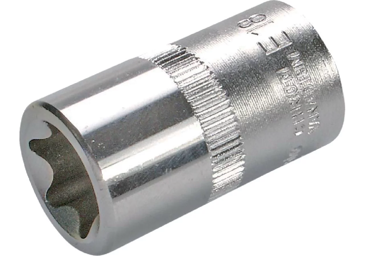Stecknuss E18 x 38 mm, E-Profil kurz mit 1/2 Zoll Antrieb SW-Stahl