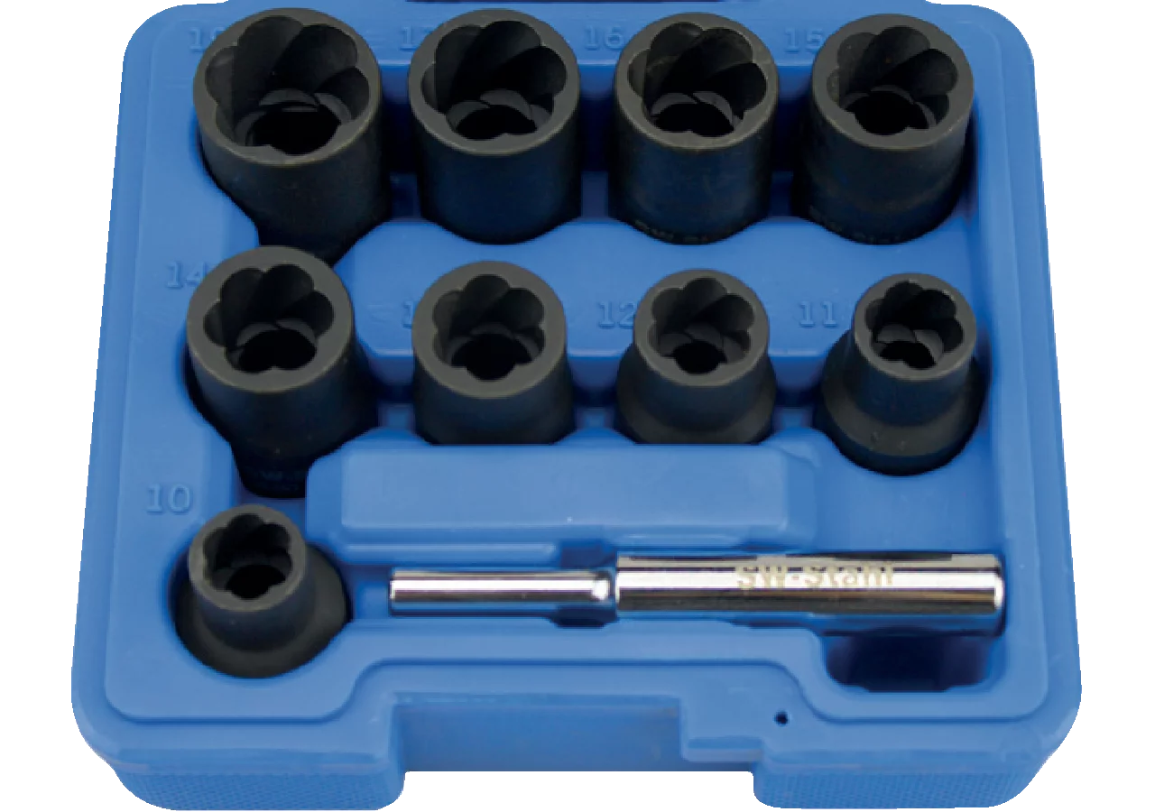 Stecknussensatz 10-teilig, SW10 - 19 mm, Spiralnut kurz mit 1/2 Zoll Antrieb SW-Stahl
