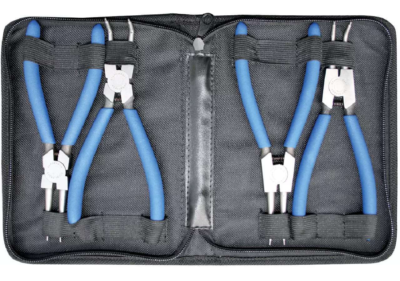 Sicherungsringzangen-Set 4-teilig, 90/180° gebogen-gerade Ausführung für Aussen- und Innensicherung – passend für Aussen- und Innensicherung SICHERUNGSZANGESET, 4-TEILIG SW-Stahl