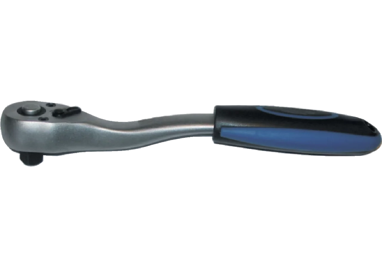 Umschaltratsche L 206 mm, mit gebogenem Schaft und 3/8 Zoll Antrieb SW-Stahl