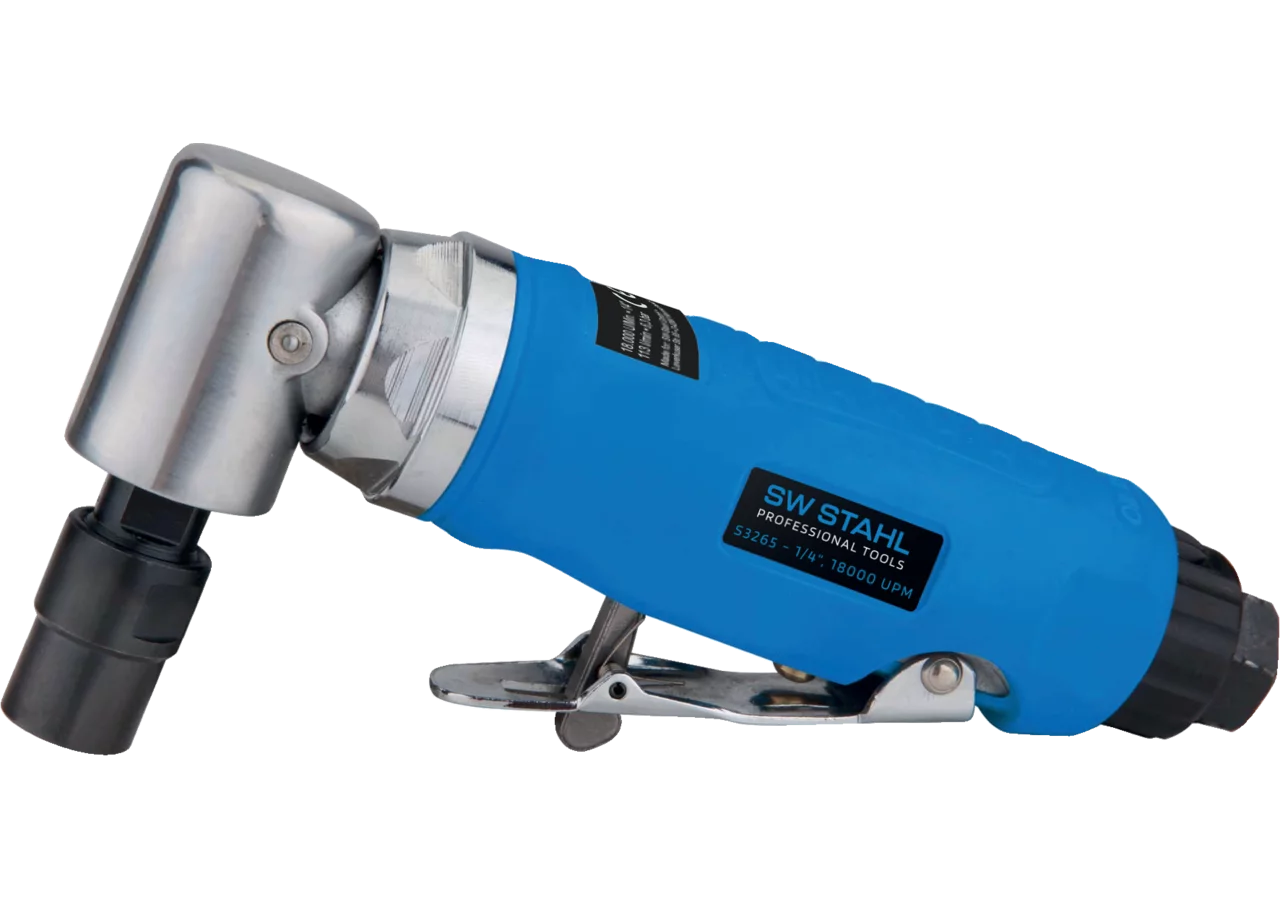Druckluft-Stabschleifer kurz 90° gebogen, 99 L/min, 6,3 bar mit 1/4 Zoll Schnellkupplungen SW-Stahl