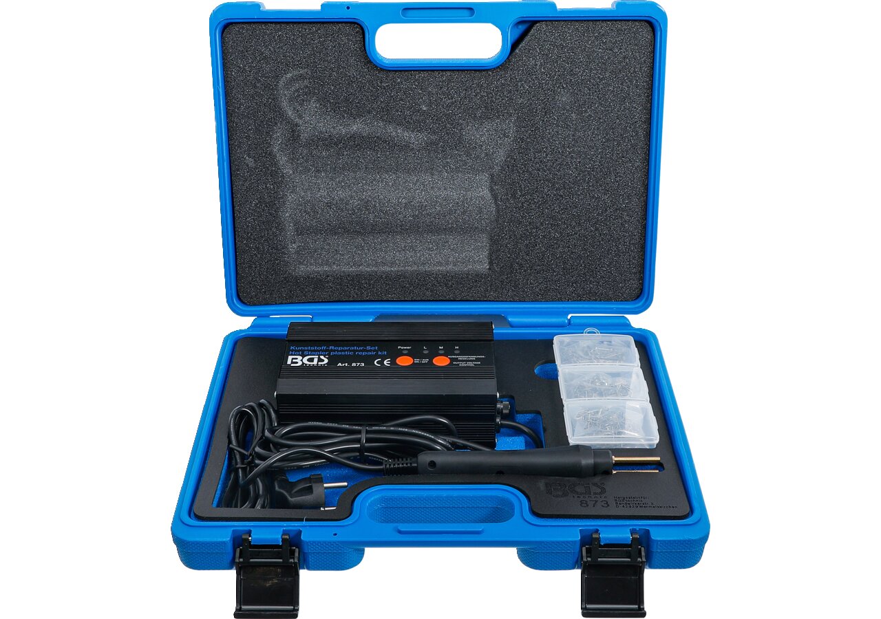 Kunststoff-Reparatur-Satz inklusive 3 verschiedene Reparaturklammern BGS