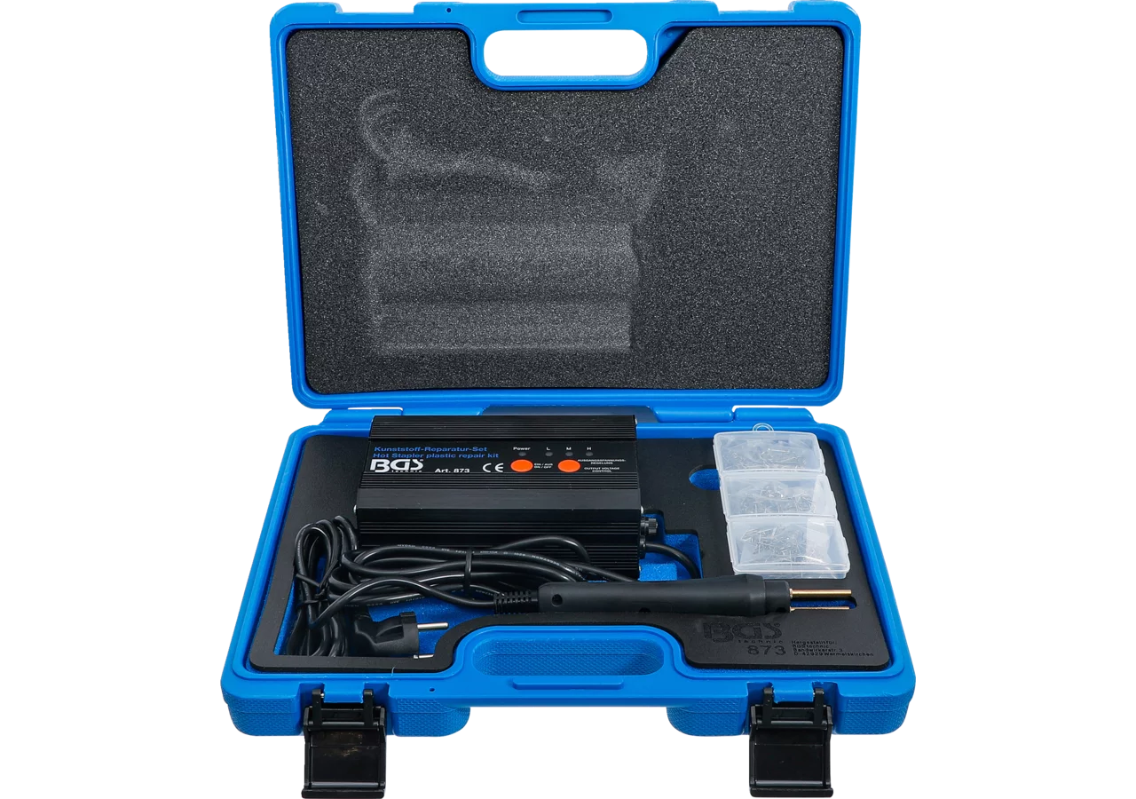 Kunststoff-Reparatur-Satz inklusive 3 verschiedene Reparaturklammern BGS