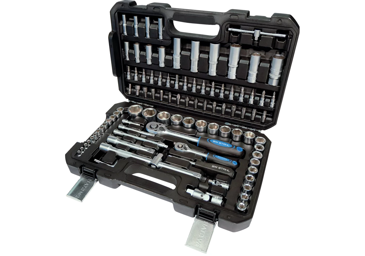 Stecknussensatz 97-teilig, SW 4 - 32 mm, mit 1/4 - 1/2 Zoll Antrieb SW-Stahl
