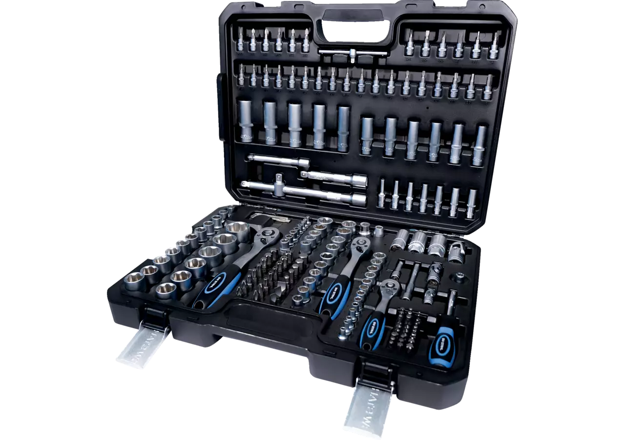 Stecknussensatz 184-teilig, SW 4 - 32 mm, mit 1/4 - 3/8 - 1/2 Zoll Antrieb SW-Stahl