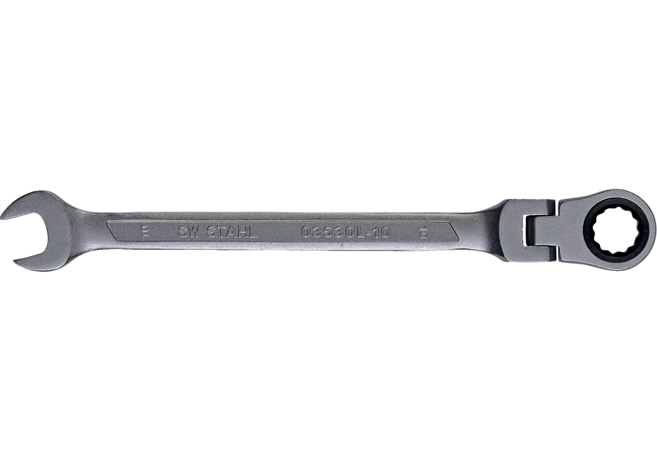 Ratschenschlüssel SW 10 x 161 mm, mit Gelenk, Gabel-/Ring Ausführung SW-Stahl