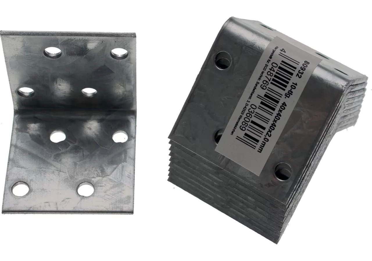Winkelverbinder 10-teilig, 40 x 40 x 40 x 2 mm Stahl verzinkt BGS