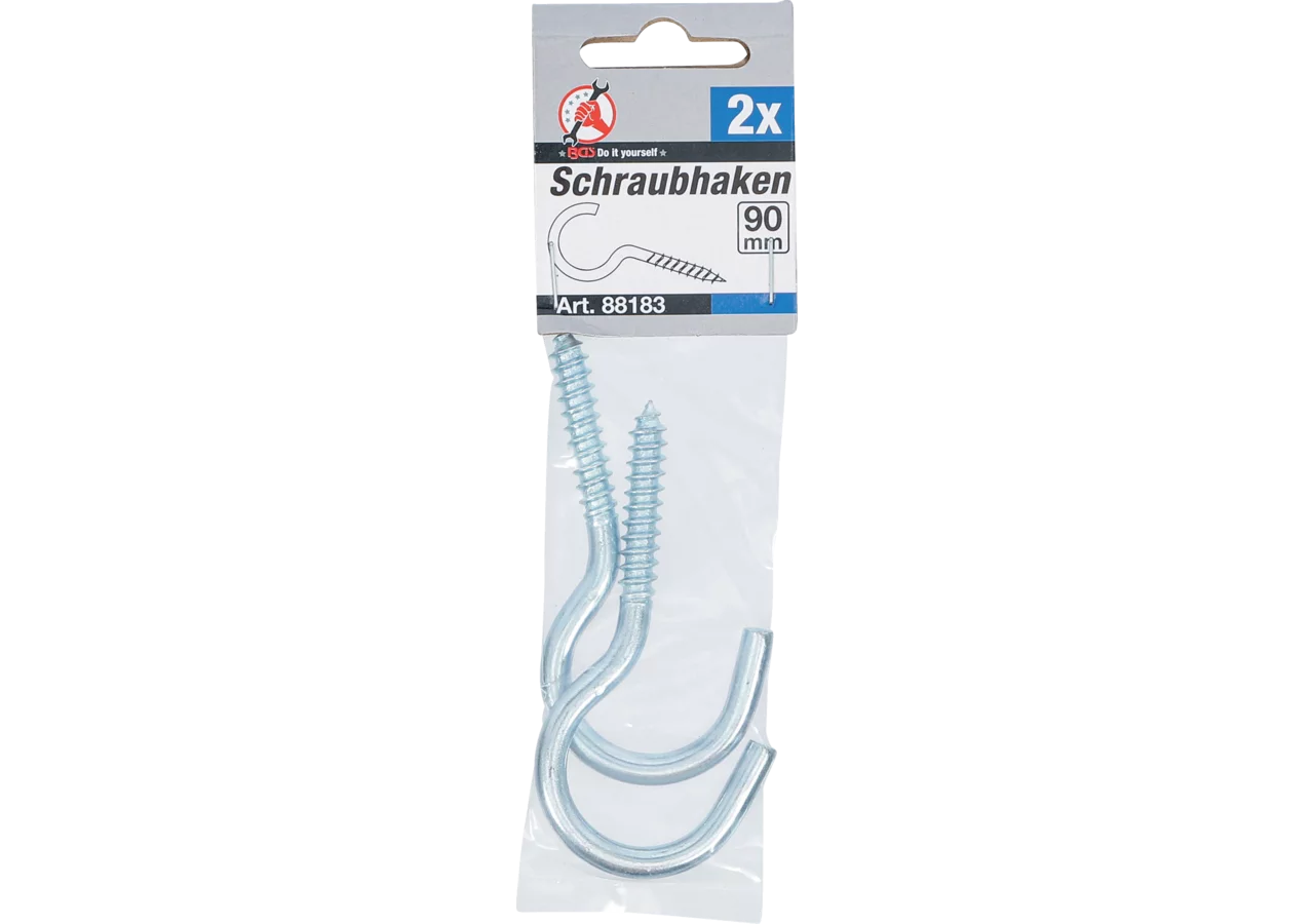 Schraubhaken 2-teilig, 90 mm Stahl verzinkt BGS