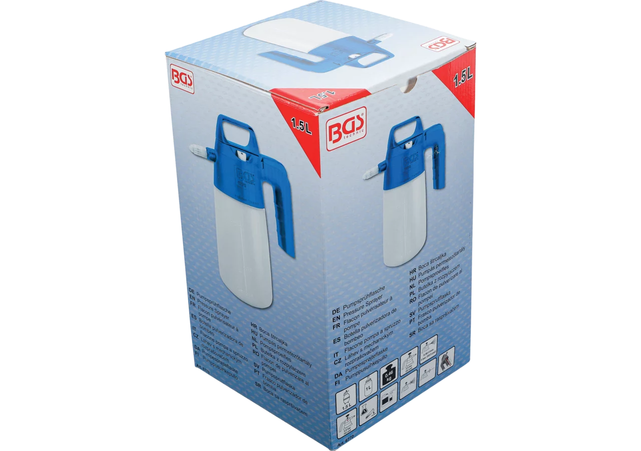 Pumpsprühflasche 1,5 Liter mit Kegel- und Flachstrahldüse BGS