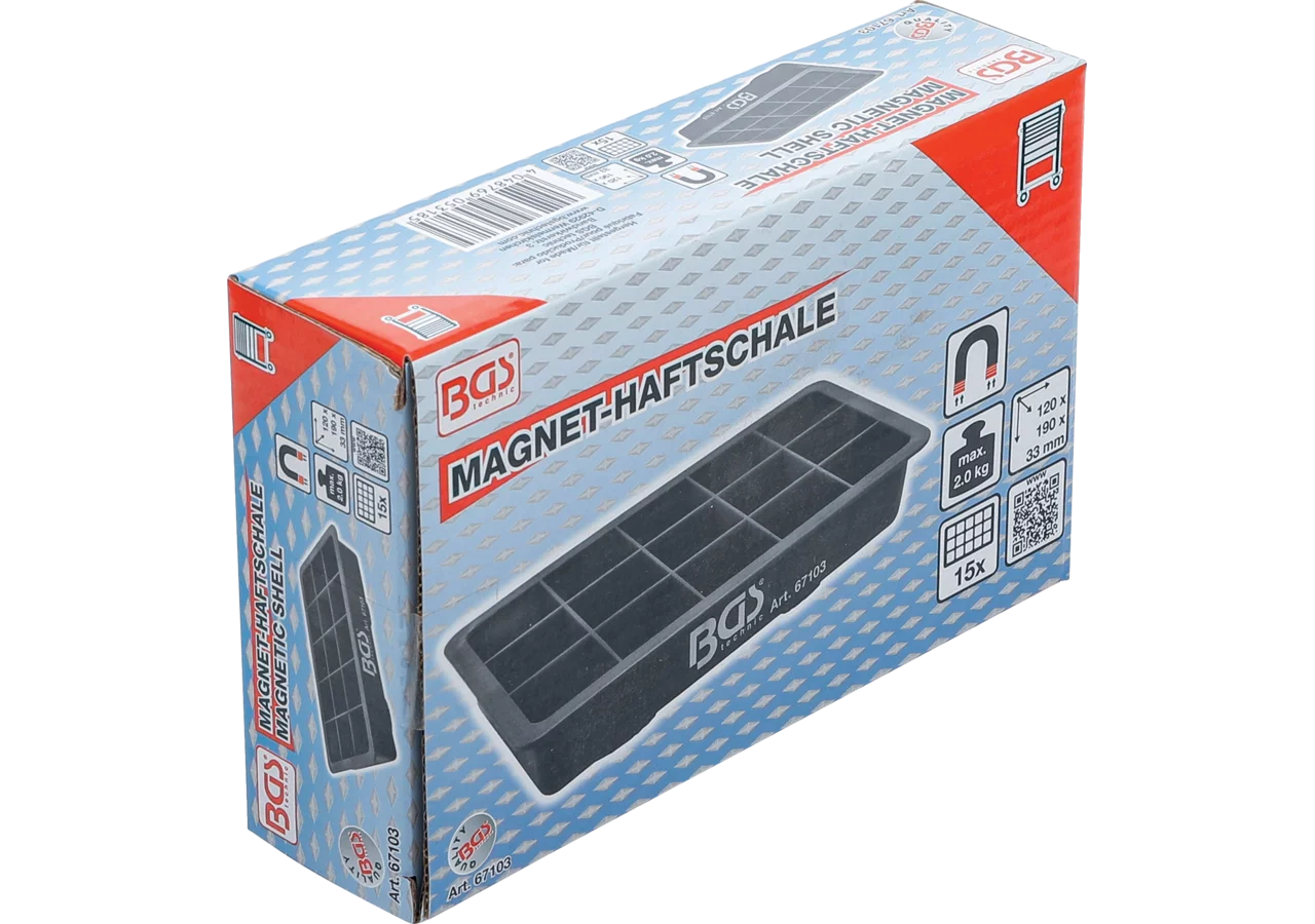 Magnet Haftschale, 120 x 190 x 33 mm, 15 Fächer Tragkraft 2 kg BGS