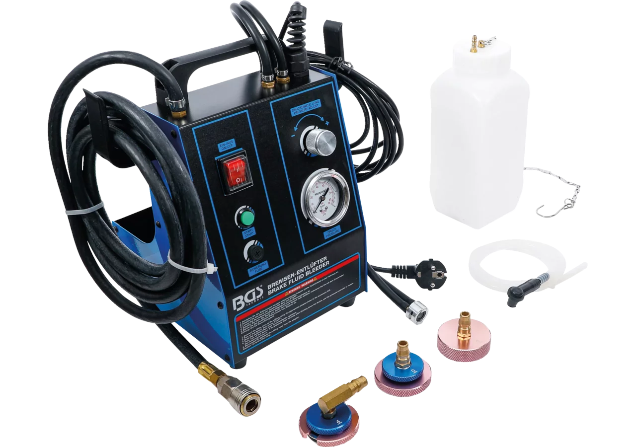 Bremsen-Entlüftungsgerät 35 Watt, 230 V inklusive Adaptersatz BGS