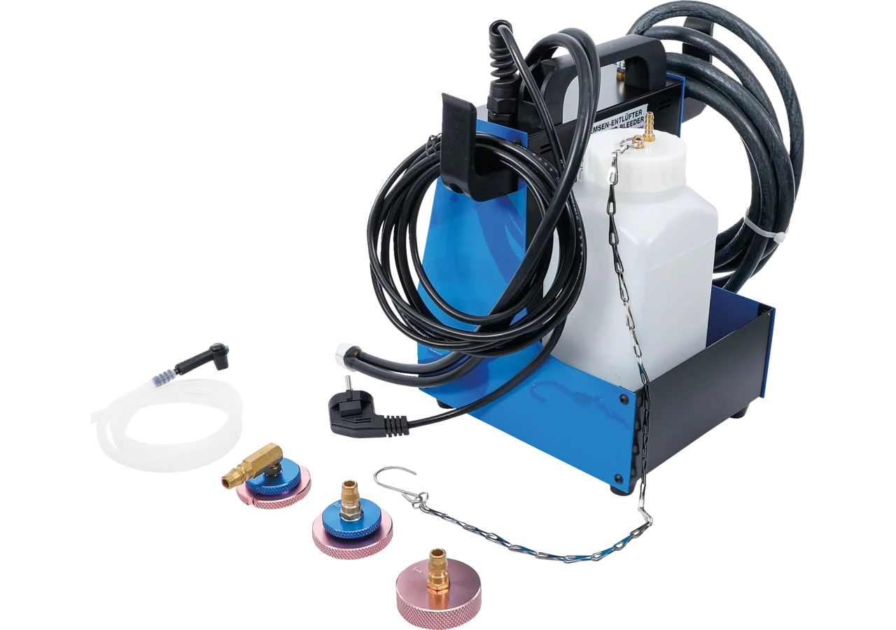 Bremsen-Entlüftungsgerät 35 Watt, 230 V inklusive Adaptersatz BGS