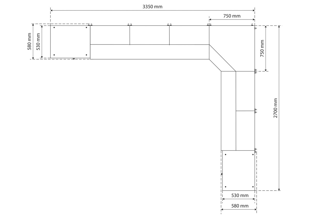 Wandschranksystem Werkstatt - 8 Module, 3350 x 2700 x 2025 mm inkl. Massivholz-Arbeitsplatte BGS