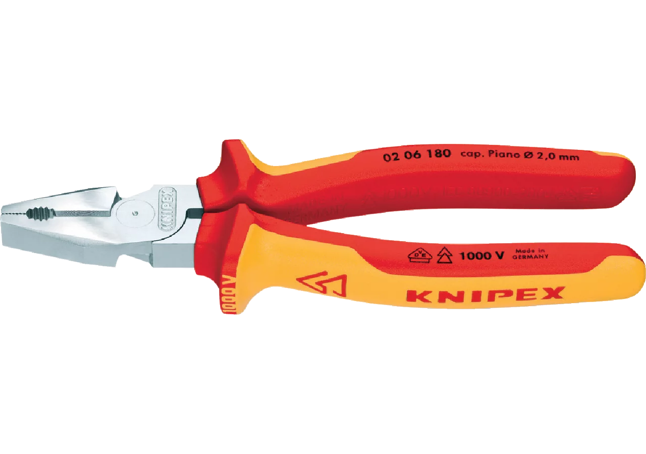 Kraft-Kombizange Dm bis 11,5 mm / 16 mm², L 180 mm VDE-geprüft Knipex