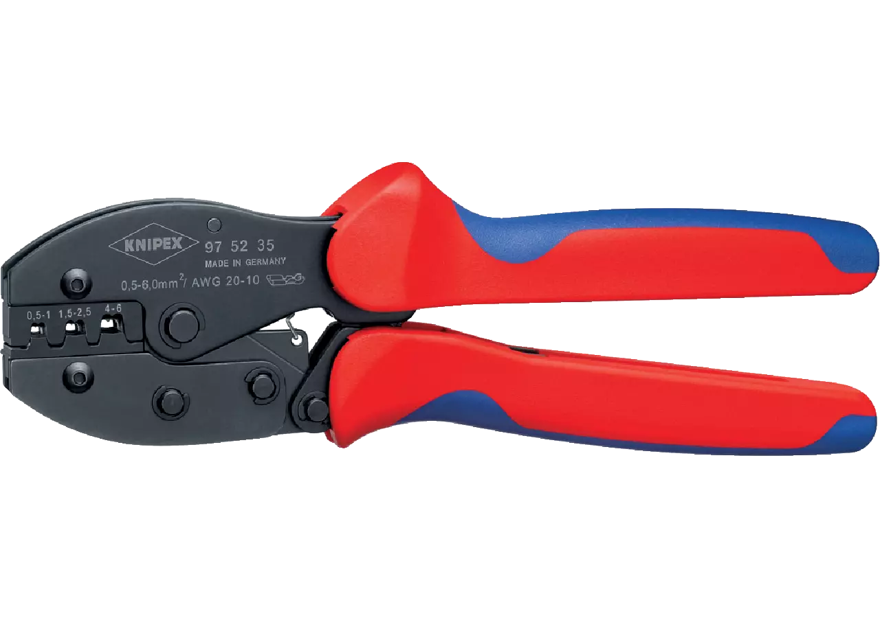 Crimpzange PreciForcef, 0,5 - 6,0 mm², L 220 mm für unisolierte/offene Steckverbinder – passend für unisolierte/offene Steckverbinder Knipex