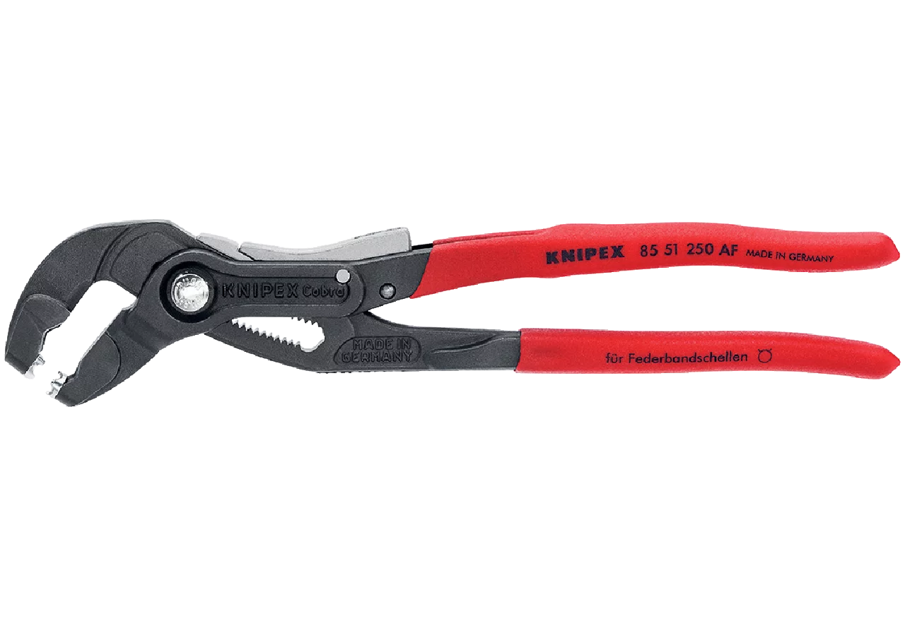 Federbandschellenzange bis NG 70 mm, L 250 mm mit Feststeller Knipex