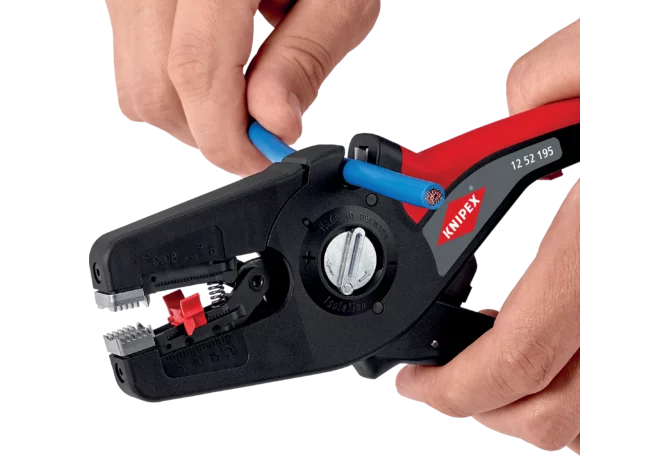 Abisolierzange PreciStrip16, Dm 0,08 - 16,0 mm², L 190 mm mit einstellbarem Längenanschlag Knipex