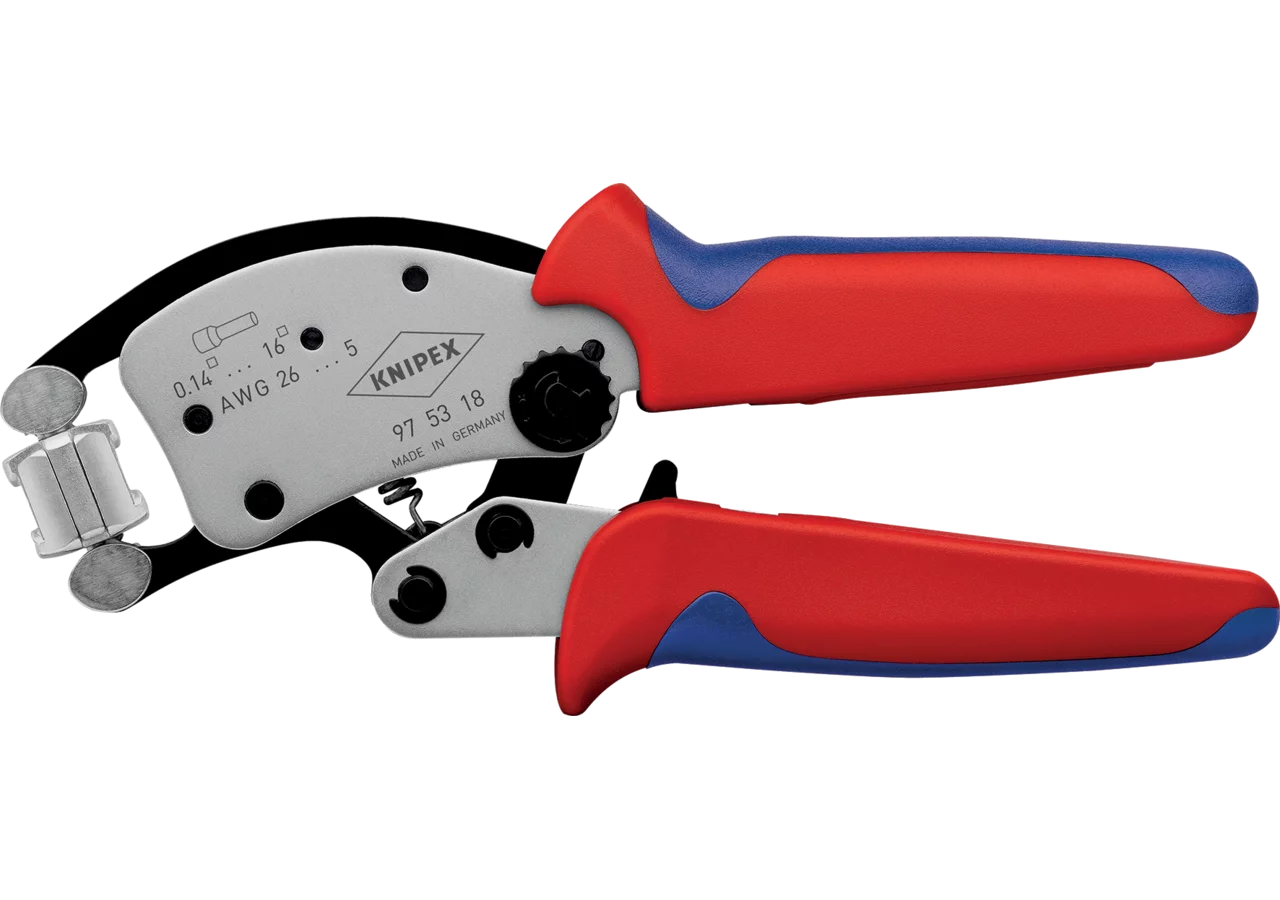 Crimpzange Twistor16, selbsteinstellend 0,14 - 16 mm² für Aderendhülsen mit drehbarem Crimpkopf – passend für Aderendhülsen mit drehbarem Crimpkopf Knipex
