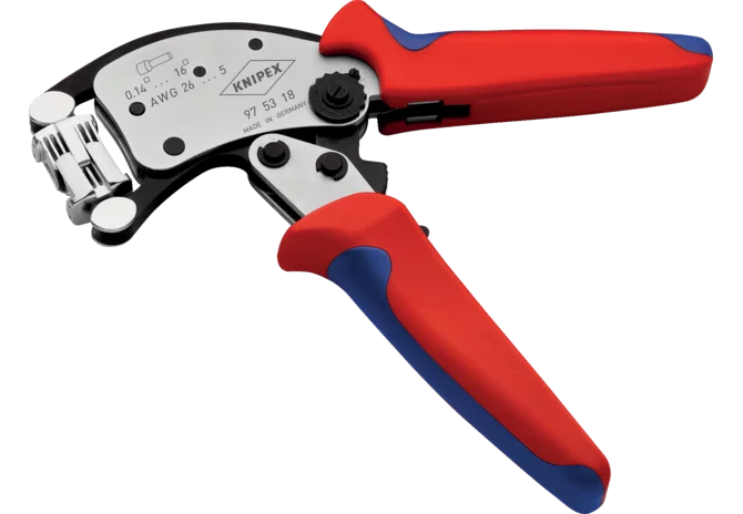 Crimpzange Twistor16, selbsteinstellend 0,14 - 16 mm² für Aderendhülsen mit drehbarem Crimpkopf – passend für Aderendhülsen mit drehbarem Crimpkopf Knipex